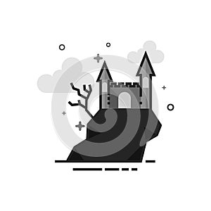 Flat Grayscale Icon - Dark castle