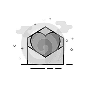 Flat Grayscale Icon - Envelope heart