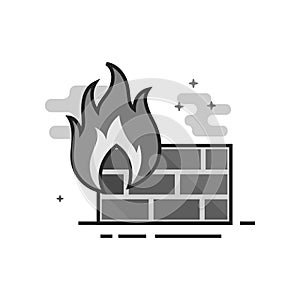 Flat Grayscale Icon - Firewall