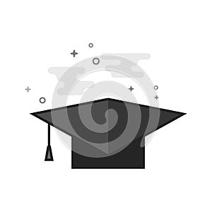Flat Grayscale Icon - Graduation hat