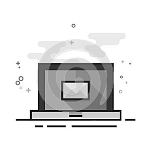 Flat Grayscale Icon - Laptop computer