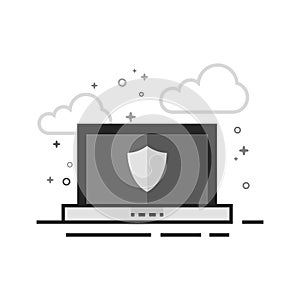Flat Grayscale Icon - Laptops antivirus