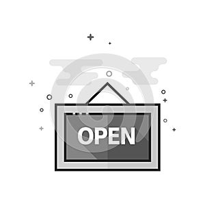 Flat Grayscale Icon - Open sign