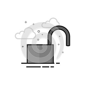 Flat Grayscale Icon - Padlock unlocked