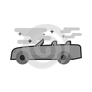 Flat Grayscale Icon - Sport car convertible