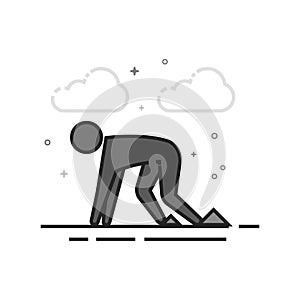 Flat Grayscale Icon - Starting runner