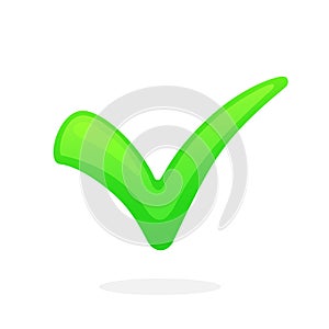 Flat green check mark for indicate right choice