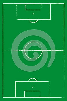 Flat green field, football grass. Soccer field with line template. Vector stadium