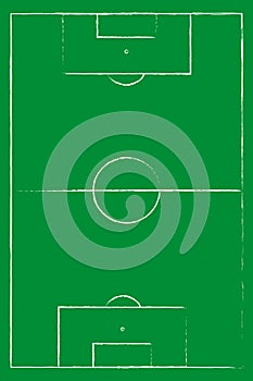 Flat green field, football grass. Soccer field with line template. Vector stadium photo