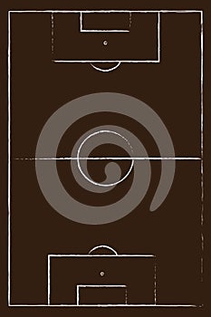 Flat brown field, football grass. Soccer field with line template. Vector stadium photo