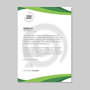 Flat green letterhead premium vector