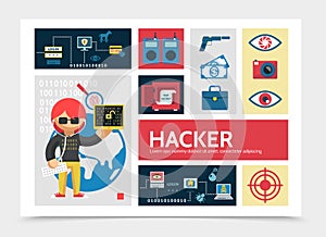 Flat Hacker Activity Infographic Template