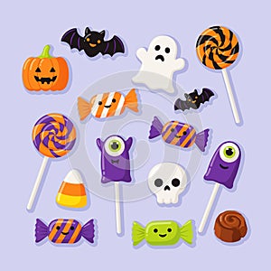 Cute Flat Halloween Candy collection set Illustration