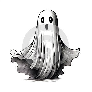 Flat Halloween Ghost Sketch