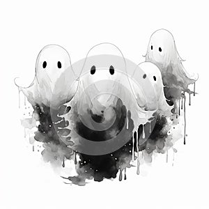 Flat Halloween Ghosts Minimalist Haunts