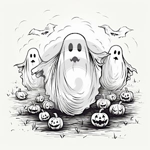 Flat Halloween Ghosts Minimalistic Spooky Haunts