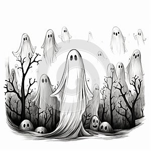 Flat Halloween Ghosts Modern Ghostly Flair