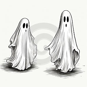 Flat Halloween Ghosts Whimsical Haunts