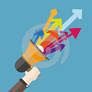 Flat Hand Bullhorn Colored Arrows