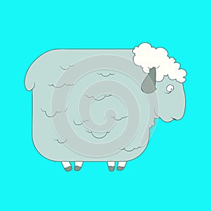 Flat hand drawn icon of a cute sheep