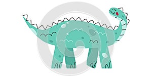 Flat hand drawn vector illustration of scelidosaurus dinosaur