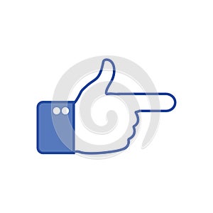 Flat hand gesture and forefinger. Forefinger icon in blue color contour. Forefinger - point finger. Vector illustration