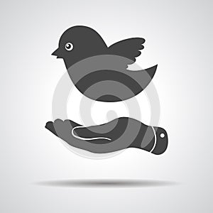 Flat hand giving bird icon