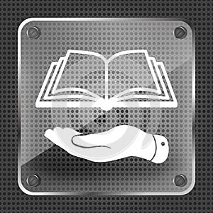 Flat hand giving the book icon - vector illustration