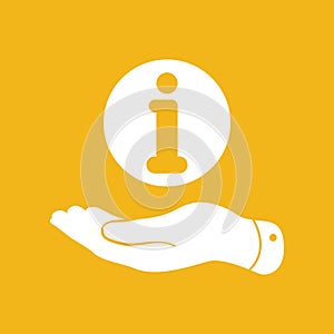 Flat hand giving the info icon
