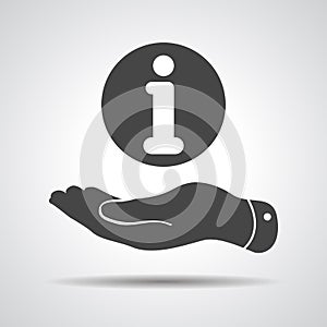 Flat hand with the info icon