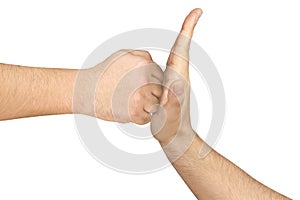 Flat Hand Opposing Clenched Fist Isolated