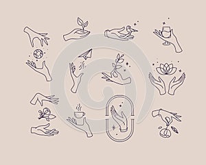 Flat hand symbols beige black