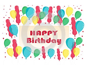 Flat Happy Birthday Greeting Card balloons vector