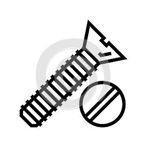 flat head screw line icon vector illustration