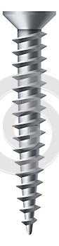 Flat head screw. Silver metal ridge fastener