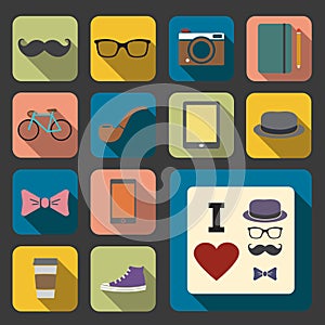 Flat hipster icon