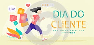Flat horizontal sale banner template for dia do cliente Vector illustration. photo