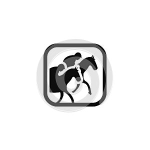 Flat horses icon. Simple horses head silhouette. Horse race symbol.