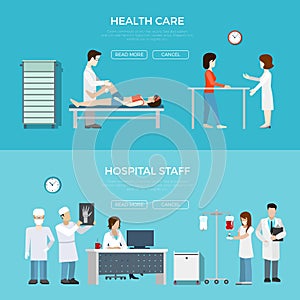 Flat hospital staff equipment vector. Health care