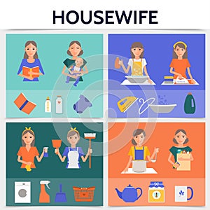 Flat Housewife Life Square Concept