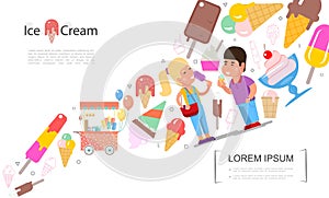 Flat Ice Cream Summer Template