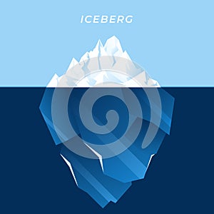 Flat Iceberg illustration with blue color tone