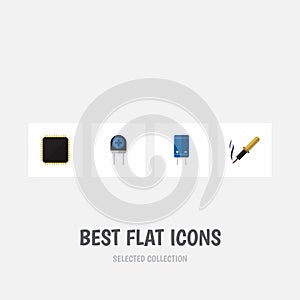 Flat Icon Appliance Set Of Transducer, Cpu, Repair And Other Vector Objects. Also Includes Transducer, Transistor