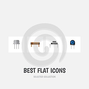 Flat Icon Appliance Set Of Transducer, Destination, Resist And Other Vector Objects. Also Includes Transducer, Copper