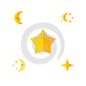 Flat Icon Bedtime Set Of Bedtime, Starlet, Star And Other Vector Objects. Also Includes Asterisk, Moon, Star Elements.