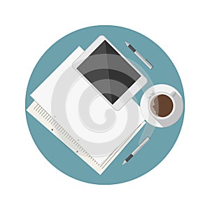 Flat icon for blogger work table