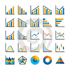 Flat icon business financial profit graph, banking commercial report