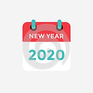 Flat icon calendar 2020. New Year.