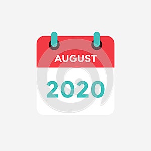 Flat icon calendar August 2020.