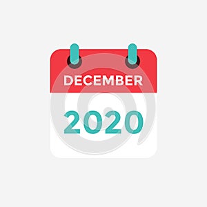 Flat icon calendar December 2020.